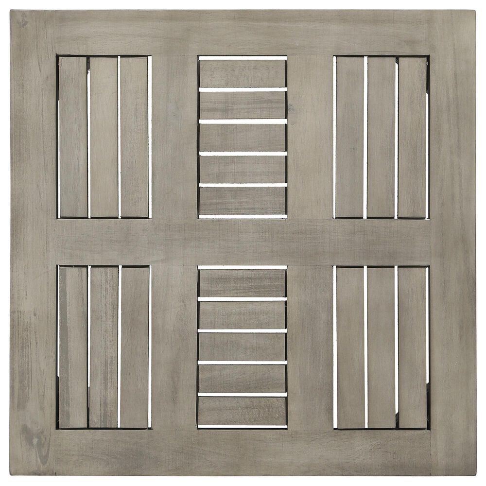 Hearth and Haven Hampton Outdoor Square Side Table with Slatted Top in Grey, , large