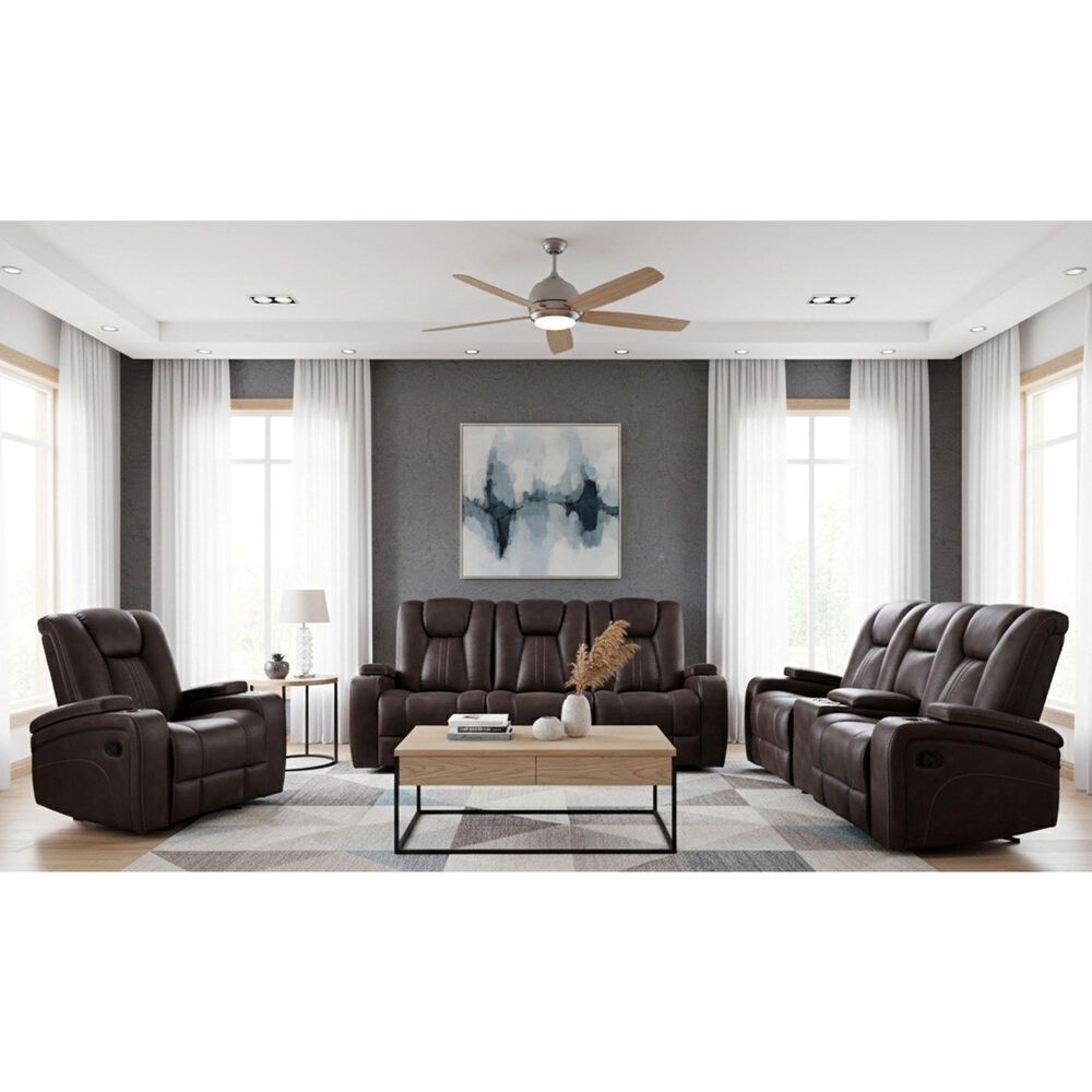 Oxford Furniture Manual Reclining Sofa in Brown, , large