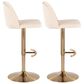 LumiSource Toriano Swivel Adjustable Bar Stool with Cream Faux Leather Upholstery in Gold (Set of 2), , large