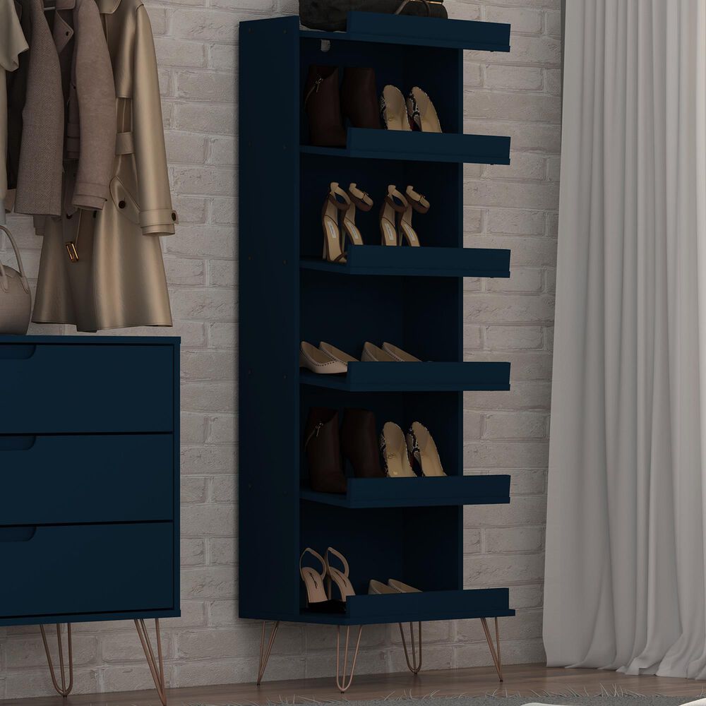 Dayton Rockefeller 6-Shelf Shoe Storage Rack in Midnight Blue, , large