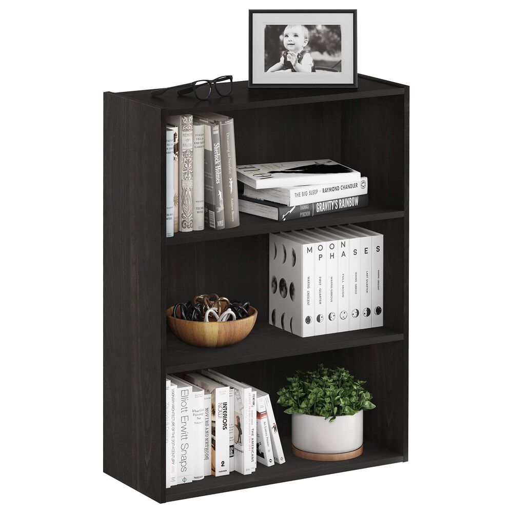 HOMLUX 3-Tier Open Shelf Bookcase in Espresso, , large