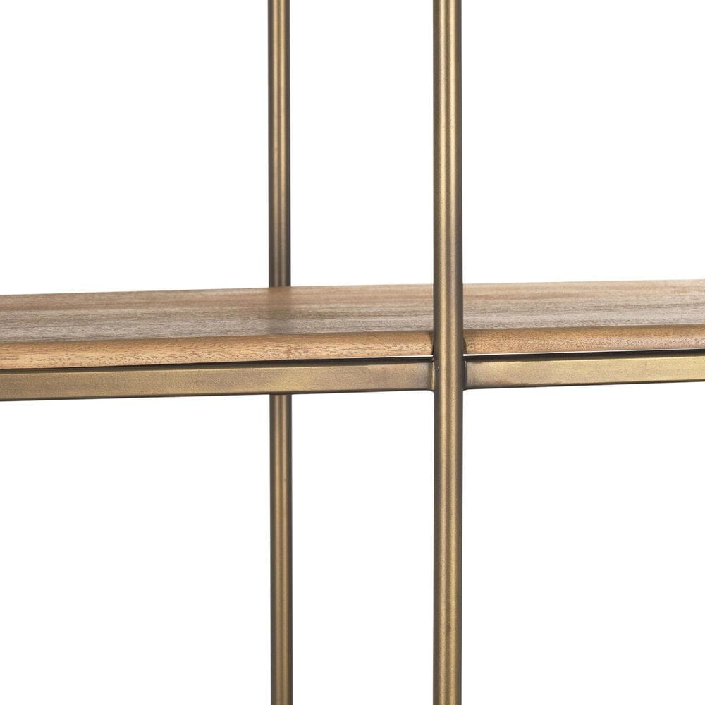 Mercana Baron 4-Door Light Wood with Gunmetal Open Shelving Unit in Brown, , large