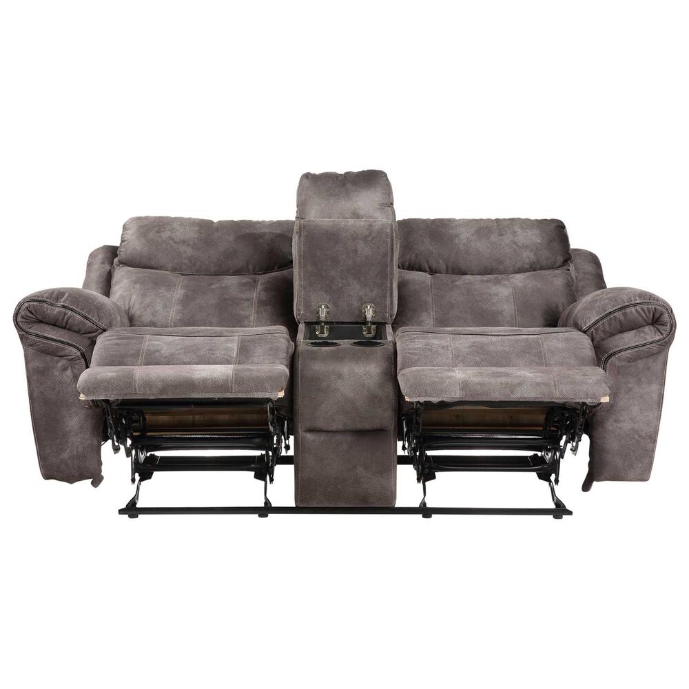 Steve Silver Nashville Manual Glider Recliner Console Loveseat in Grey, , large