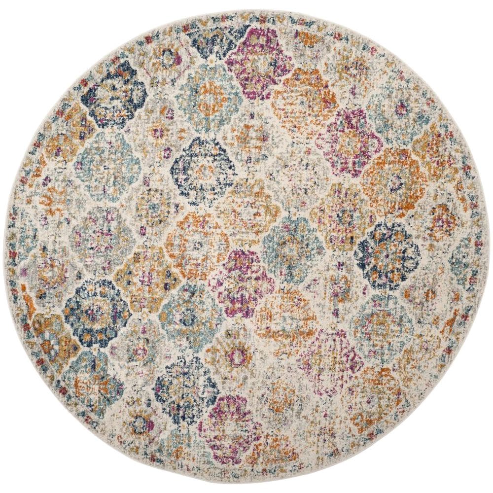 Safavieh Madison MAD611B 11" Round Multicolor Area Rug, , large