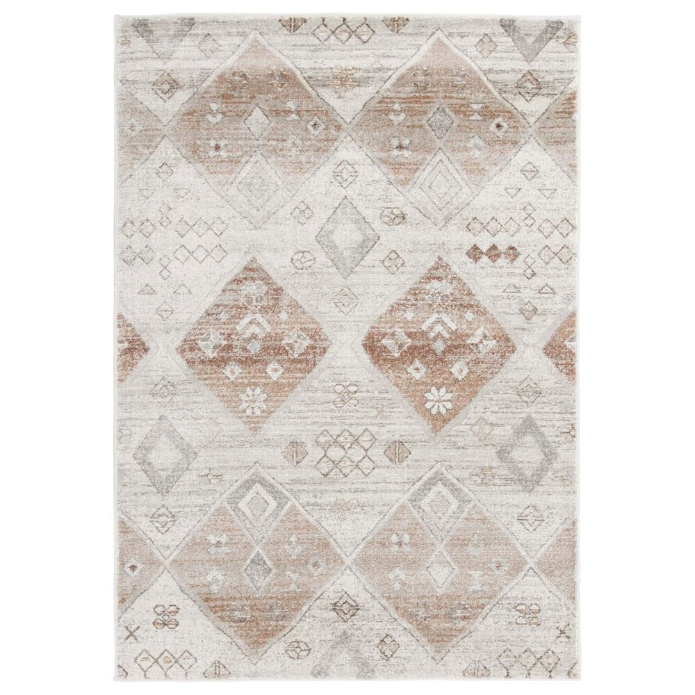 Central Oriental Landscape Remy 7"10" x 9"10" Salt and Canyon Rose Area Rug, , large