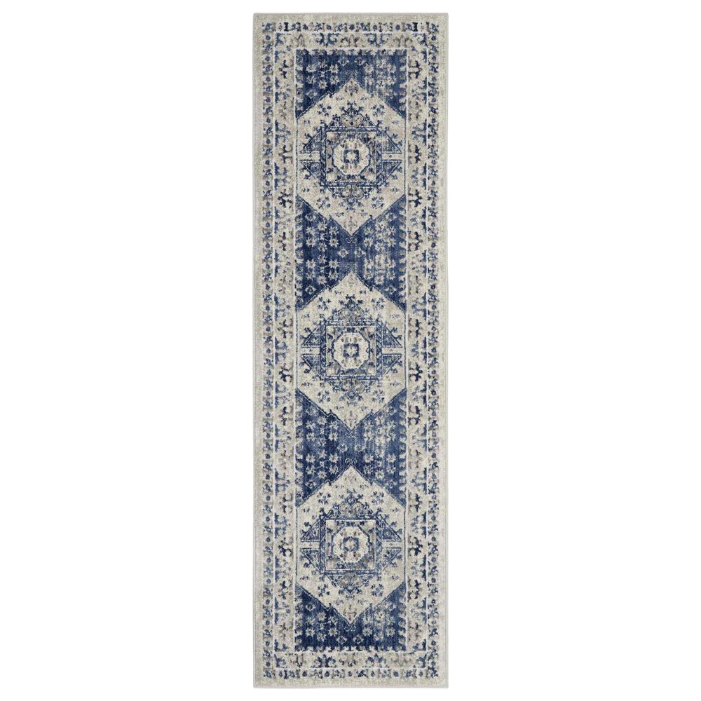 Nourison Cyrus CYR05 2"2" x 7"6" Ivory and Blue Runner, , large