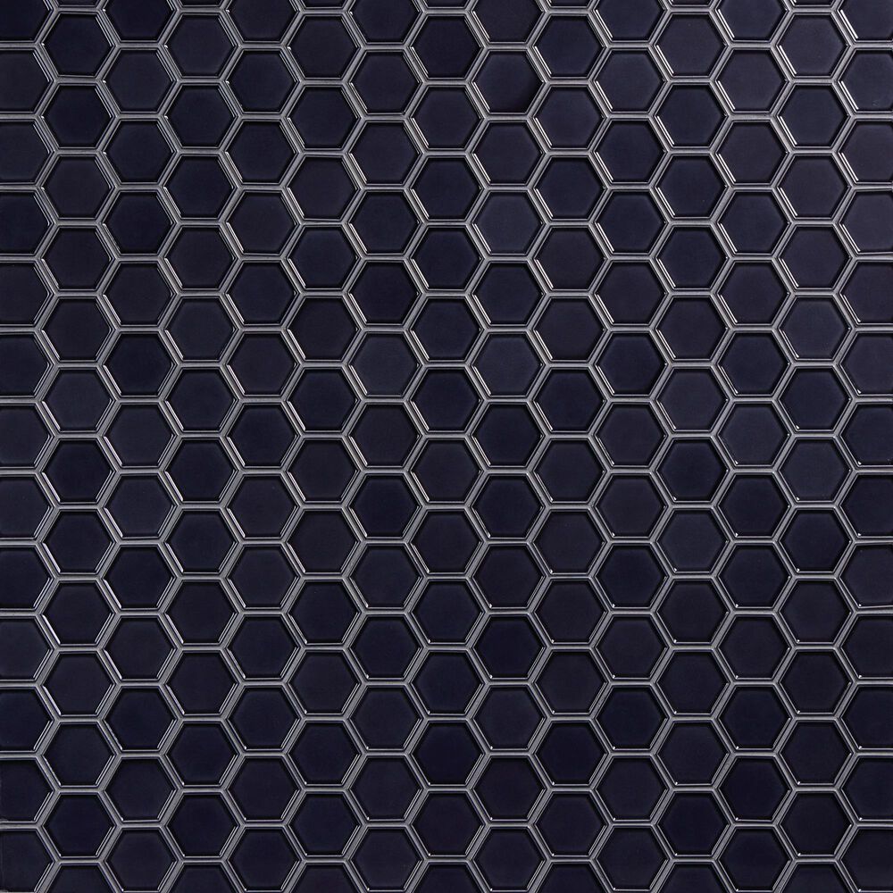 Dal-Tile Artefino Jewel Obsidian 2.5" Framed Hexagon on 12" x 14" Porcelain Mosaic Sheet, , large
