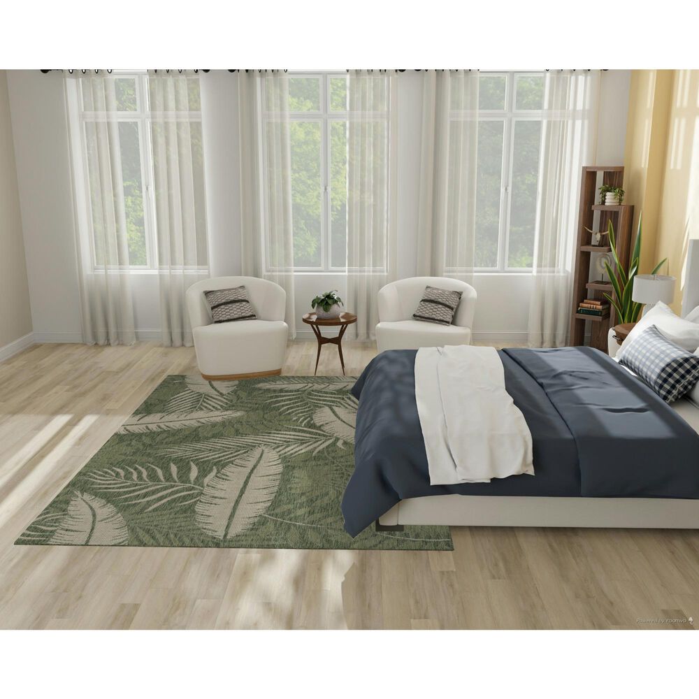 Nourison Garden Oasis GOA02 Green and Ivory 6&#39; x 9&#39; Indoor/Outdoor Area Rug, , large