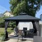 HOMLUX 12" x 14" Outdoor Hardtop Gazebo with Galvanized Steel Roof, Netting, and Curtains, Gray, , large