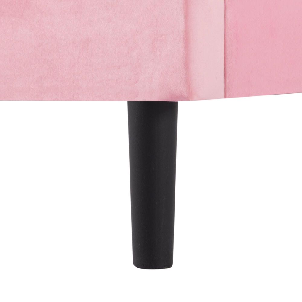HOMLUX Queen Upholstered Platform Bed Frame with Velvet Headboard in Pink, , large