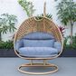 Leisuremod Mendoza Patio 2-Seat Hanging Egg Swing Chair with Charcoal Cushion in Light Brown, , large