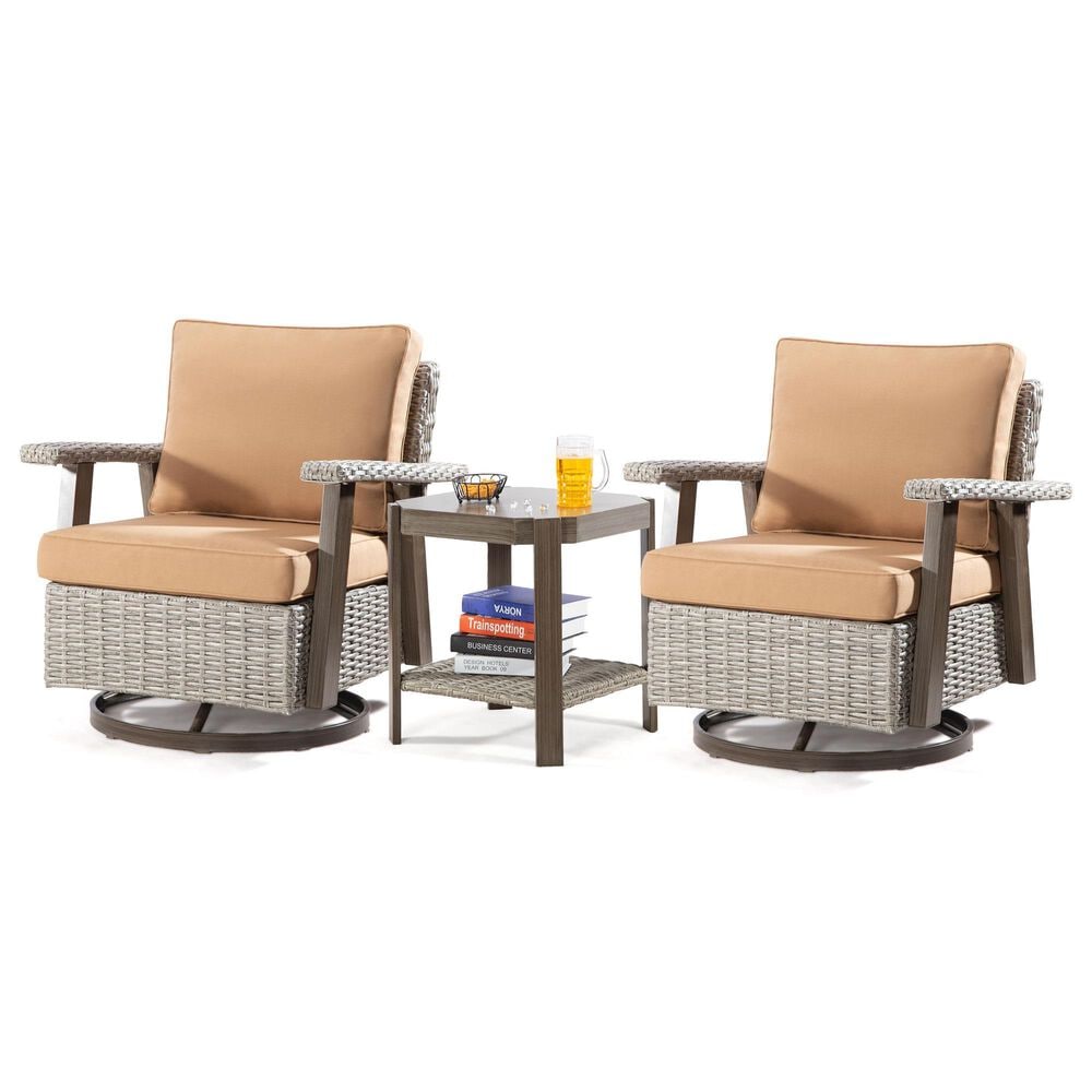 Sunwell Garden 3-Piece Patio Chat Set in Tan, , large