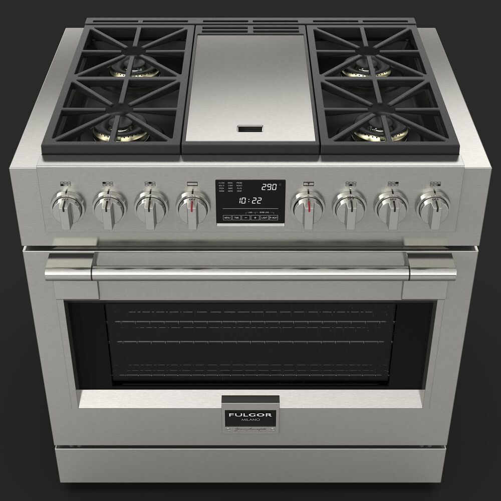 Fulgor Milano Sofia 5.7 Cu. Ft. 36&quot; Professional Dual Fuel Range with  Trilaminate Griddle in Stainless Steel, , large