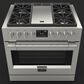 Fulgor Milano Sofia 5.7 Cu. Ft. 36" Professional Dual Fuel Range with  Trilaminate Griddle in Stainless Steel, , large