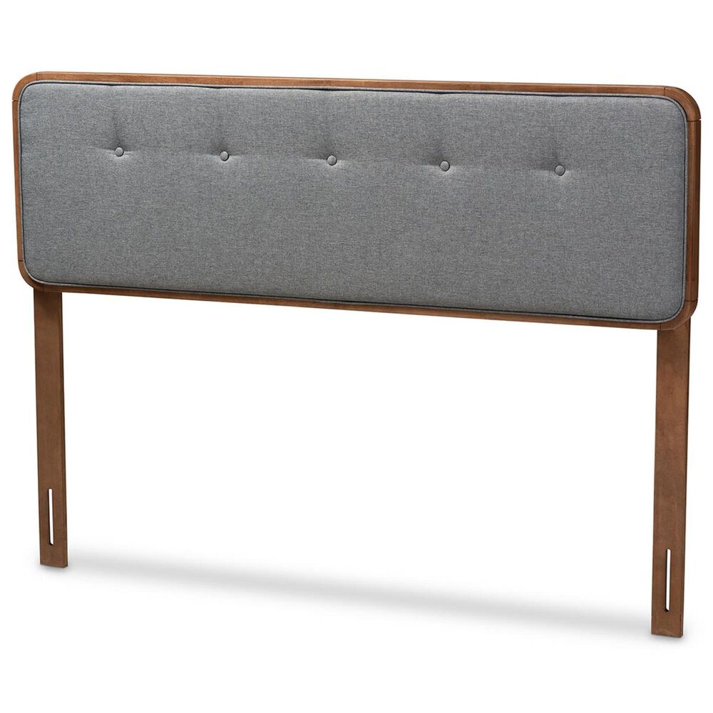Baxton Studio Palina Full Upholstered Headboard in Dark Gray/Walnut, , large