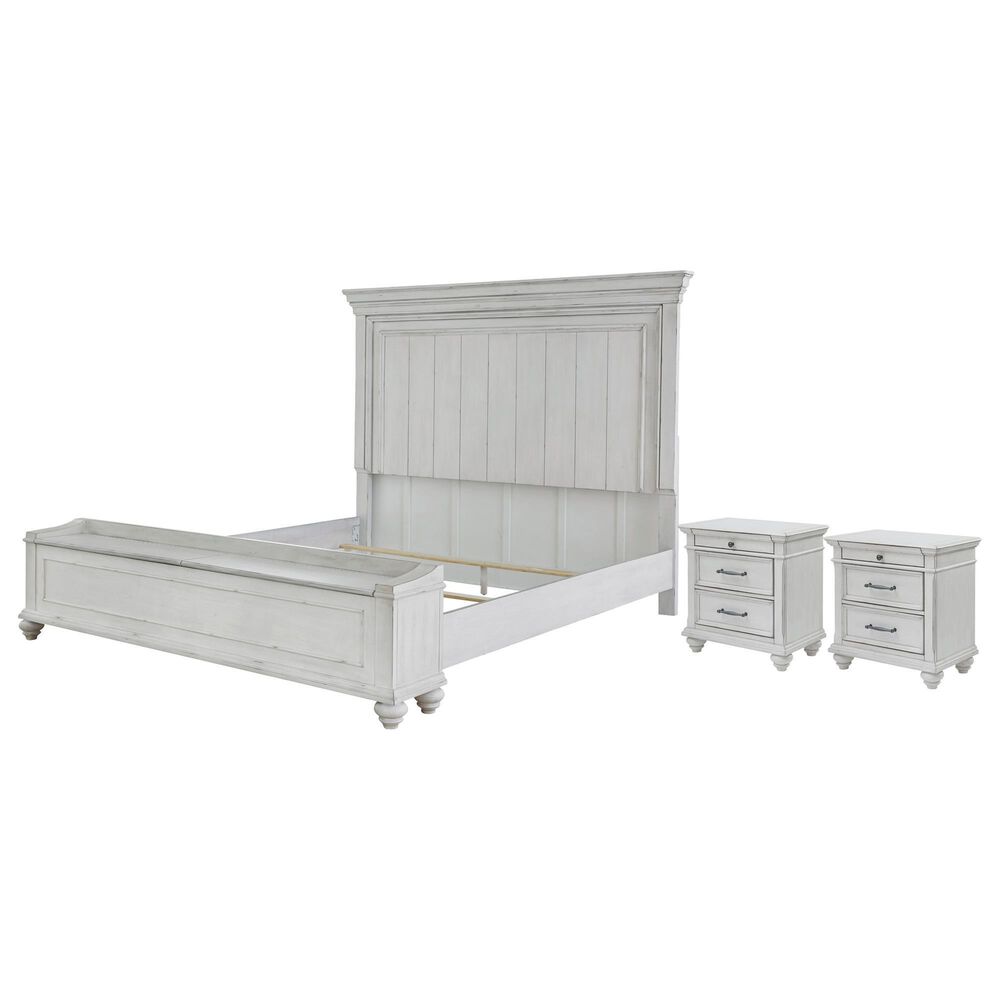 Ashley Kanwyn 3-Piece King Storage Bedroom Set with Nightstands in Whitewash, , large