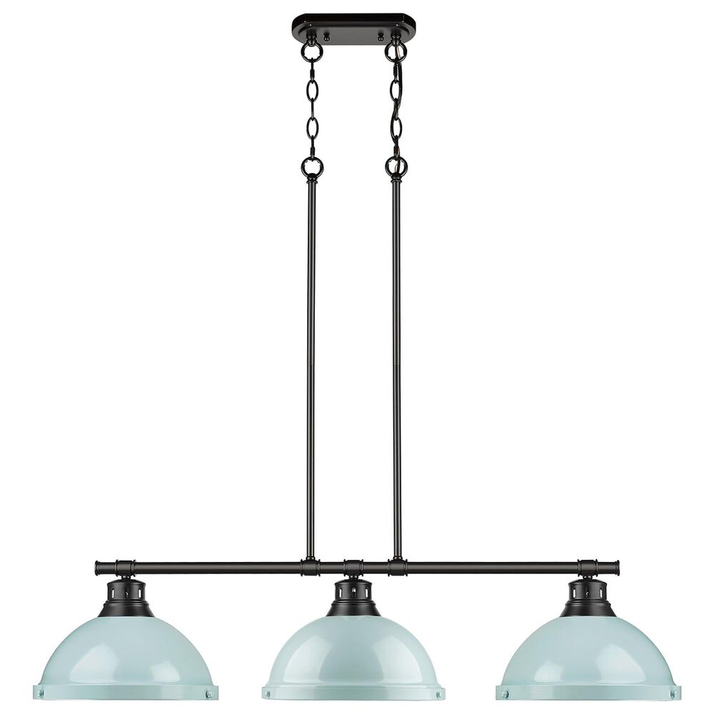 Golden Lighting Duncan 3-Light Pendant with Seafoam Shade in Matte Black, , large