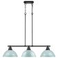 Golden Lighting Duncan 3-Light Pendant with Seafoam Shade in Matte Black, , large