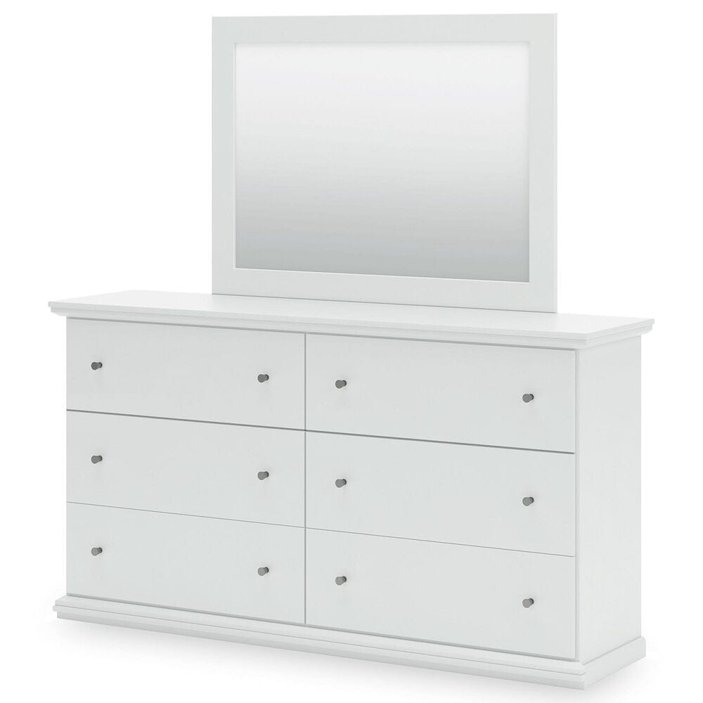 Ashley Bostwick Shoals 6-Drawer Dresser and Mirror in White, , large