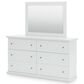 Ashley Bostwick Shoals 6-Drawer Dresser and Mirror in White, , large