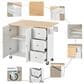 HOMLUX 53" Rolling Mobile Kitchen Island with Solid Wood Top and Locking Wheels in White, , large