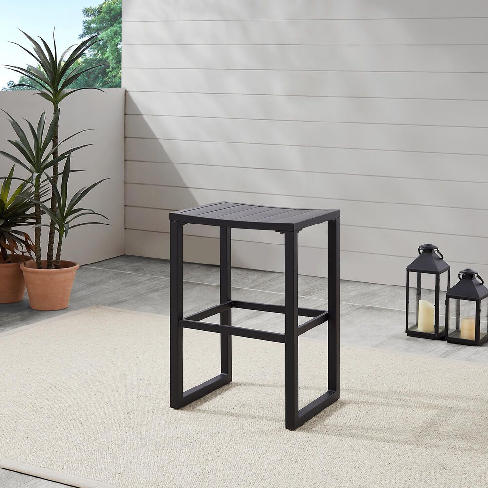 Linon Home Decor Holland Outdoor Bar Stool in Black (Set of 2), , large
