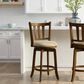 Armen Living Wren Swivel Counter Height Stool with Light Scone Upholstery in Sepia Brown, , large