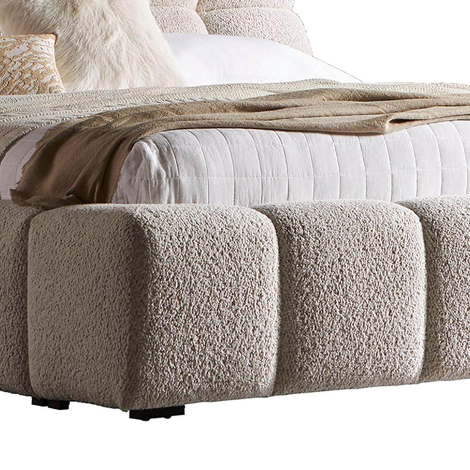 Simeon Collection Escape Queen Upholstered Platform Bed in Fluffy River Rock NFM