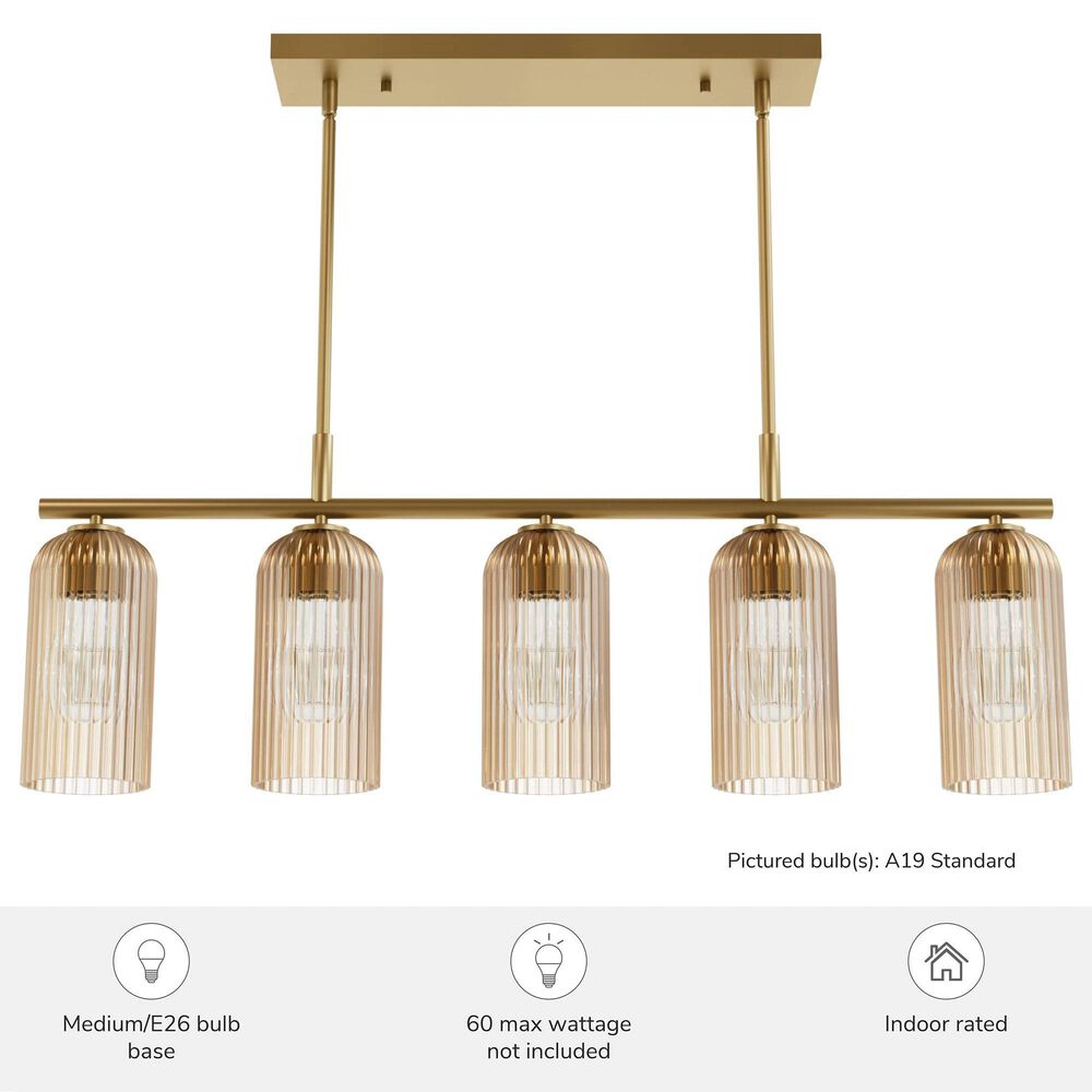 Hunter Beverly Glen Jasmine Roth 5-Light Island Chandelier in Luxe Gold, , large