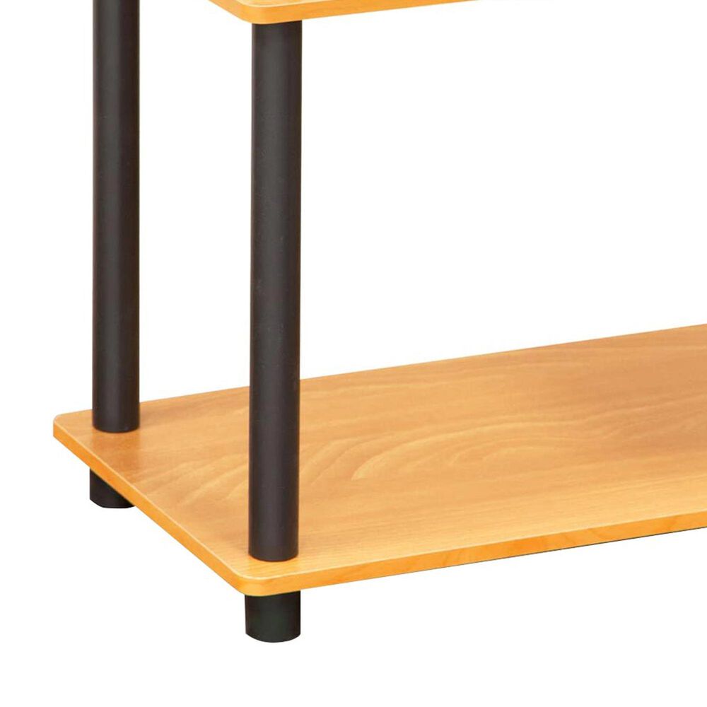 HOMLUX 3-Tier Compact Open Storage Bookshelf in Light Cherry and Black, , large