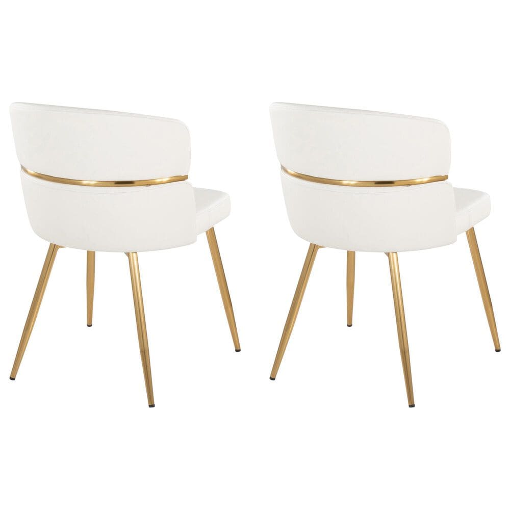 LumiSource Cinch Side Chair with White Faux Leather Cushion in Gold (Set of 2), , large