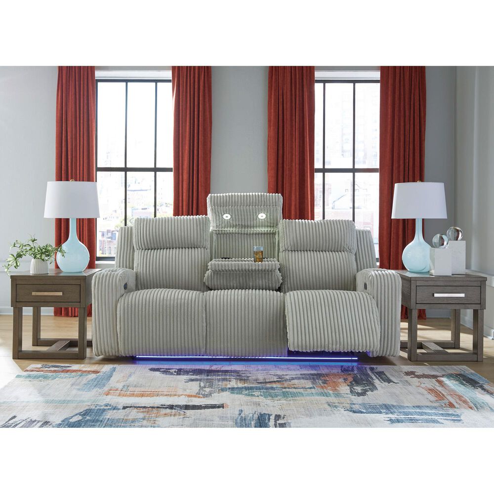 Ashley Forest Lake Power Reclining Sofa with Adjustable Headrest in Alloy Velvet, , large