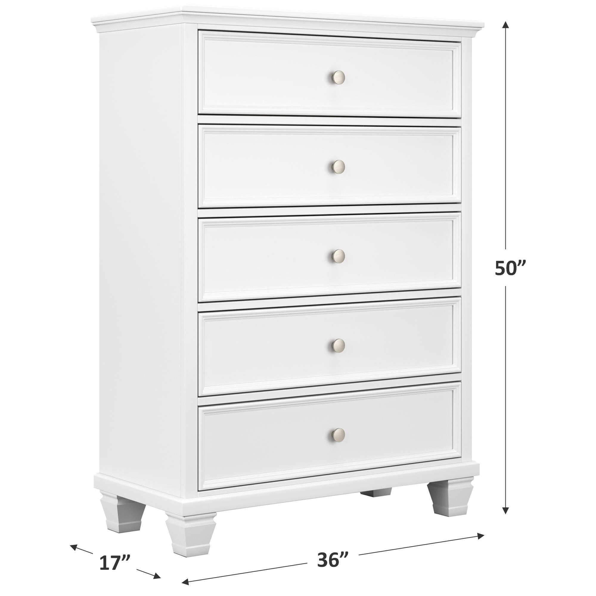 Ashley furniture ホワイト タンス 5段 Ashley Fortman 5-Drawer Chest in White