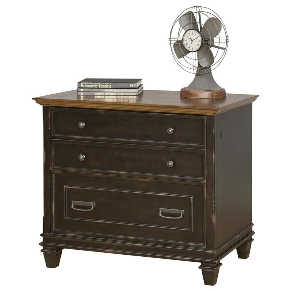 Wycliff Bay Hartford File Cabinet in Black and Oak, , large
