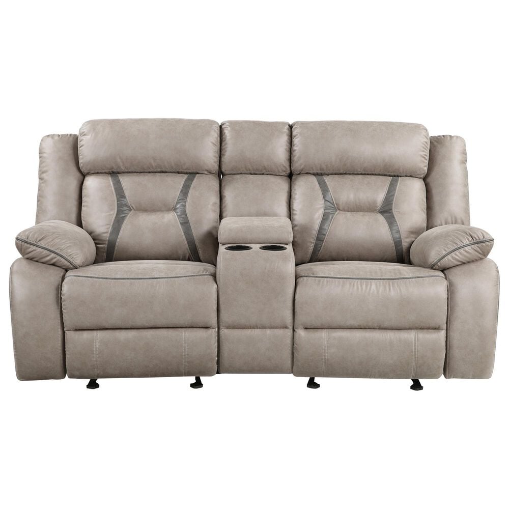 Steve Silver Tyson Manual Reclining Glider Console Loveseat in Grey, , large