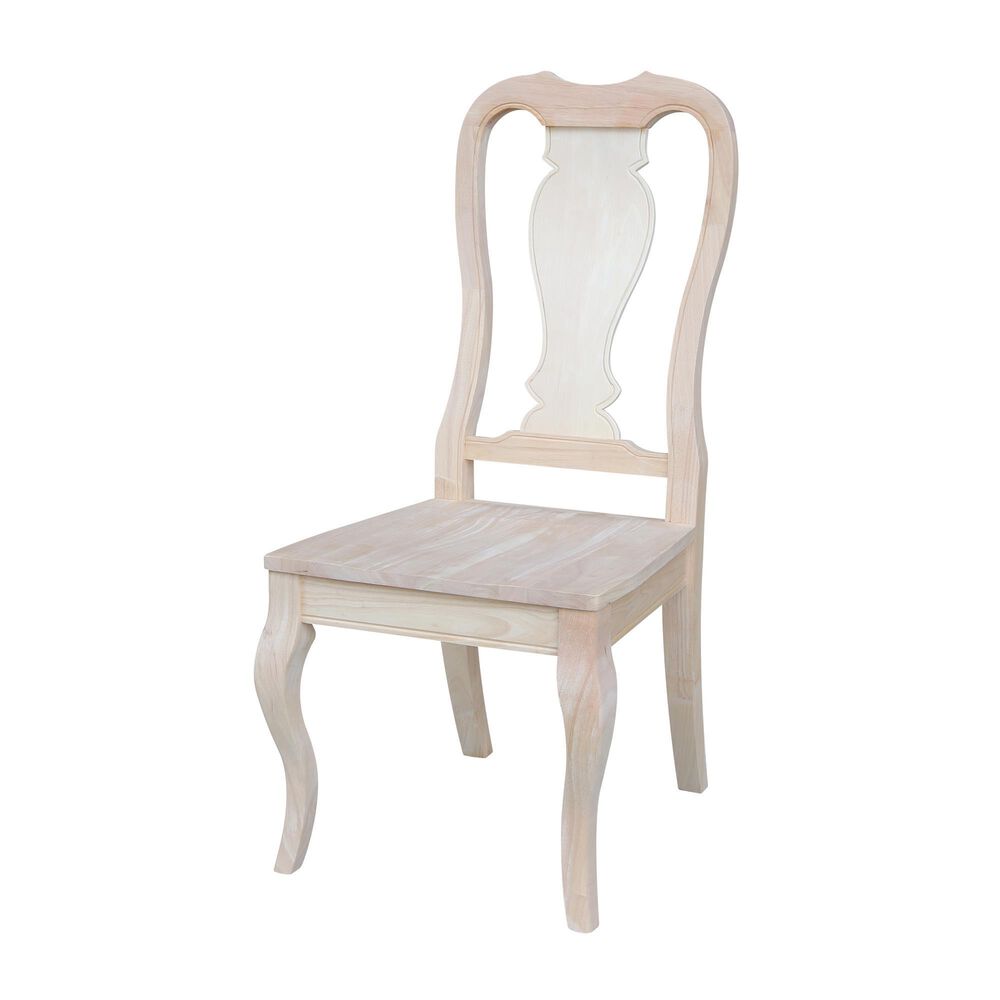International Concepts Queen Anne Chair in Unfinished (Set of 2), , large