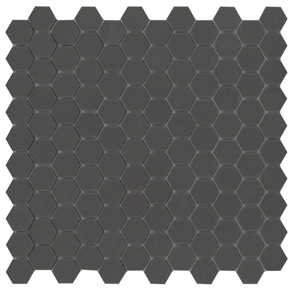 Emser Source Black 1" x 1" Hexagon on 11" x 11" Matte Porcelain Mosaic Sheet, , large
