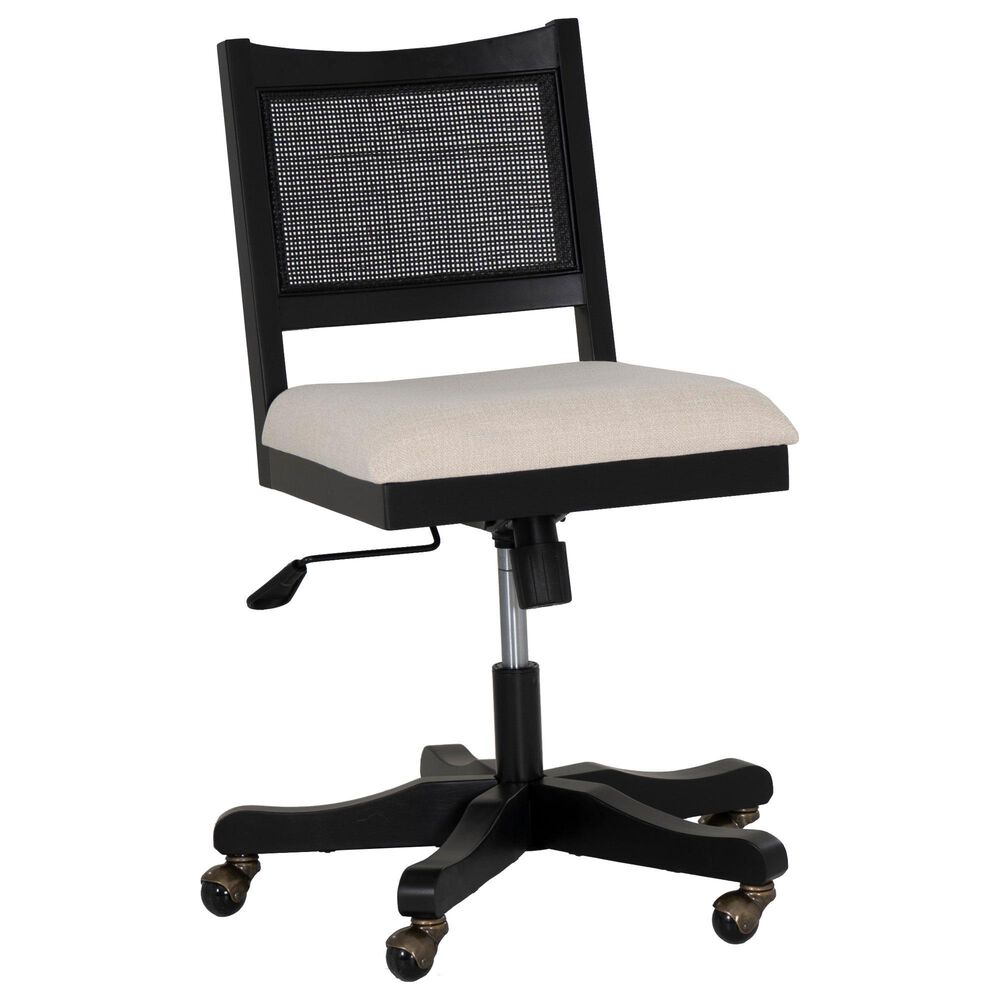 Linon Home Decor Bauer Swivel Office Chair with Cream Cushion in Black, , large
