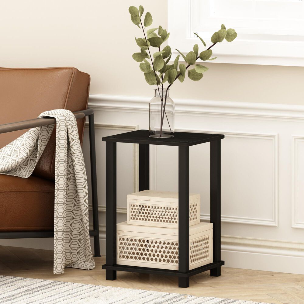 HOMLUX Simplistic 1-Tier End Table in Espresso and Black, , large
