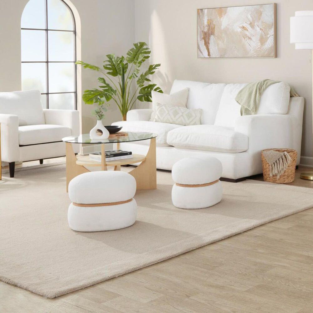 Lumisource Cinch Pouf Ottoman in Cream, , large