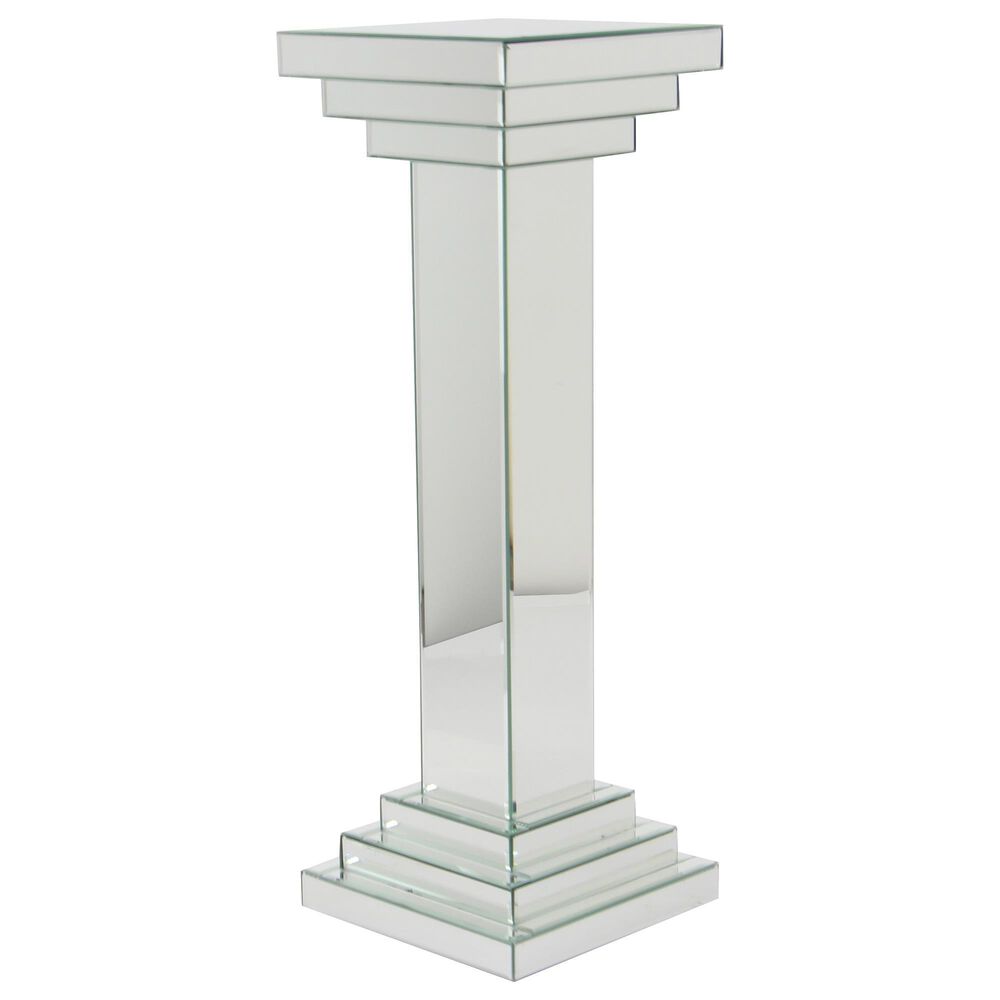 Maple and Jade Glam Square Pedestal Table in Silver, , large
