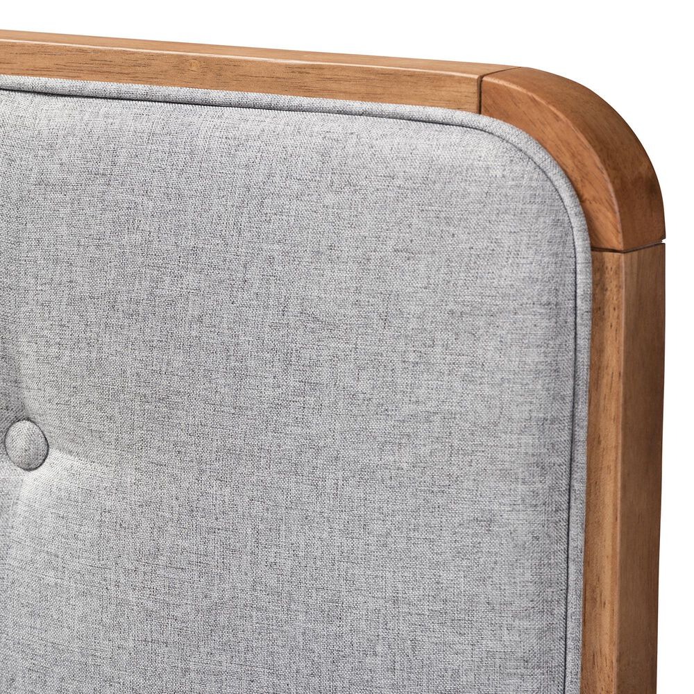 Baxton Studio Palina Queen Headboard with Light Grey Upholstered in Walnut Brown, , large