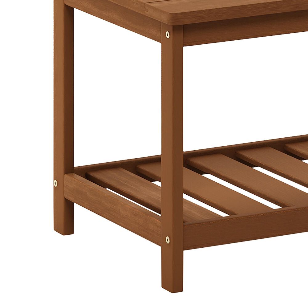 HOMLUX Patio Coffee Table with Shelf in Teak Oil, , large