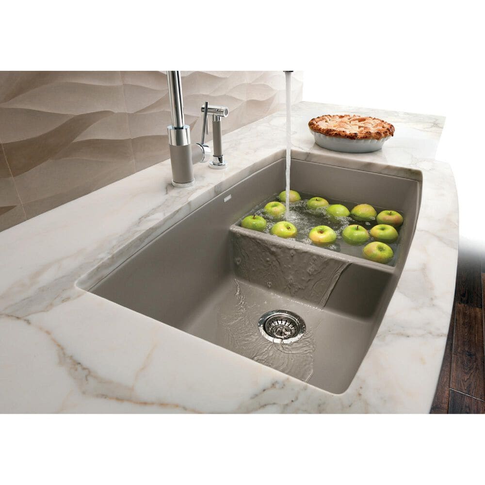 Blanco Performa 33&quot; 1-3/4 Double Bowl Kitchen Sink with Low Divide in Truffle, , large