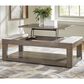 Ashley Loyaska Lift-Top Cocktail Table in Grayish Brown and White, , large