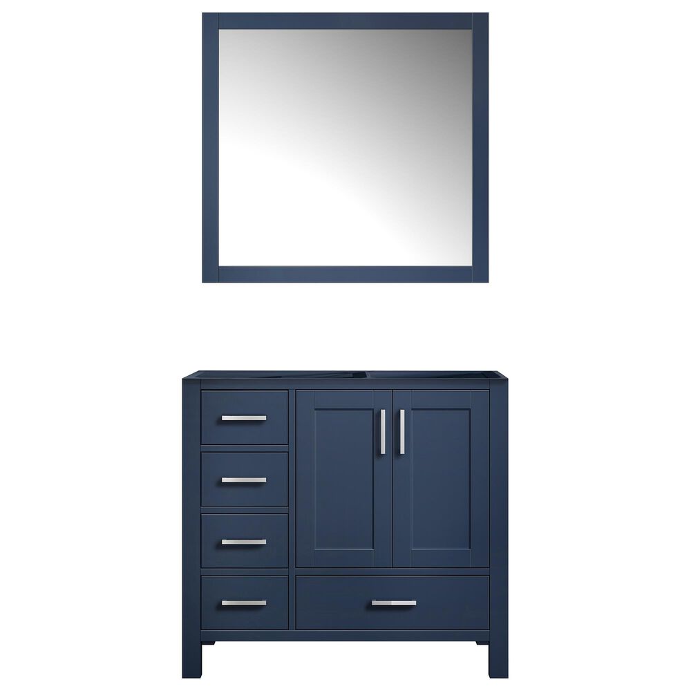 Lexora Home Jacques 36" Right Single Bathroom Vanity and Mirror in Navy Blue, , large