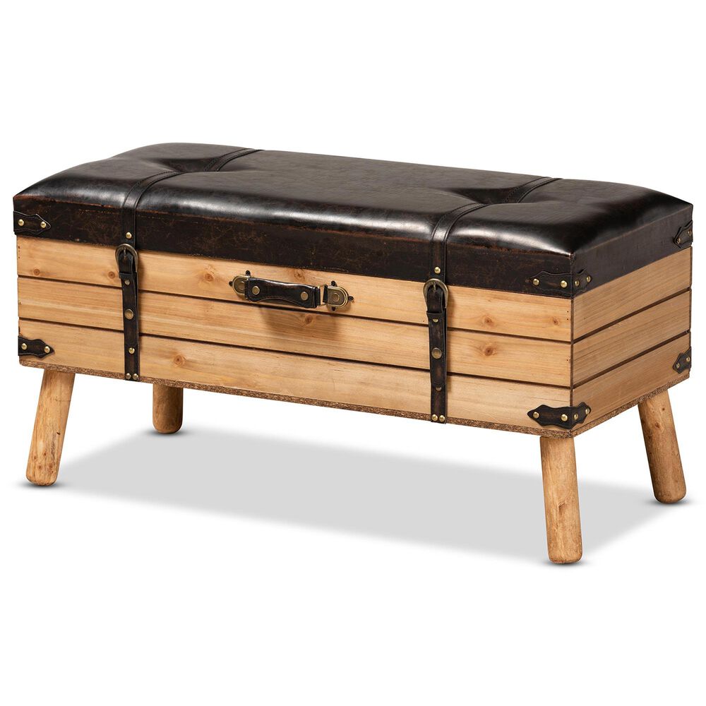 Baxton Studio Amena Storage Ottoman in Dark Brown, , large