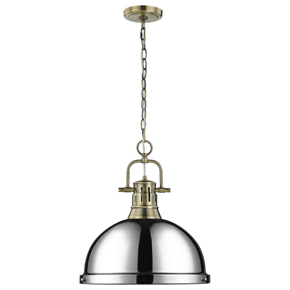Golden Lighting Duncan Large Pendant with Chain in Aged Brass and Chrome, , large