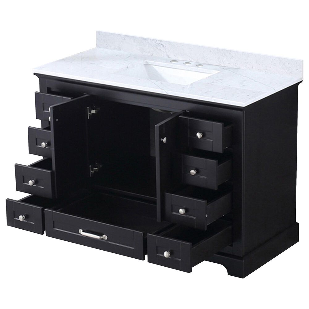 Lexora Home Dukes 48&quot; Single Bathroom Vanity in Espresso with 2 cm White Carrara Marble Top and Rectangular Sink, , large
