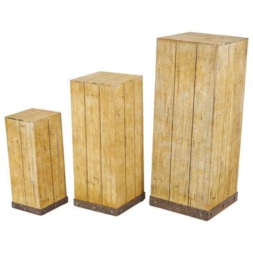 Maple and Jade 3-Piece Side End Pedestal Table Set in Oiled Brown, , large